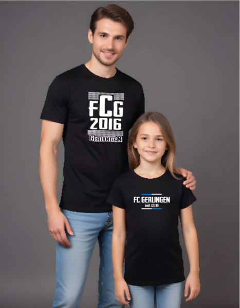 Kinder-T-Shirt Bio mit Rundhalsausschnitt schwarz inkl. Druck
