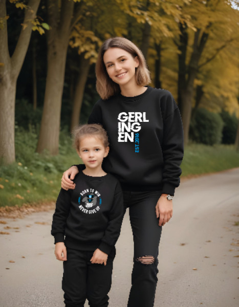 Kinder Rundhals-Sweatshirt schwarz inkl. Druck